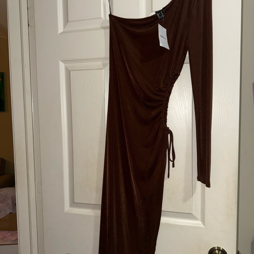 Forever 21 Brown One Shoulder Dress